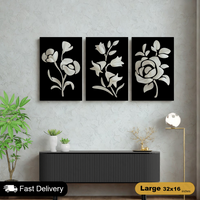 3 Frame Rose Panels For Wall Decor