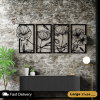4 Frame Flower Wooden Panels For Wall Decor