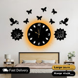 Islamic Wooden Clock Allah Muhammad For Wall Decor
